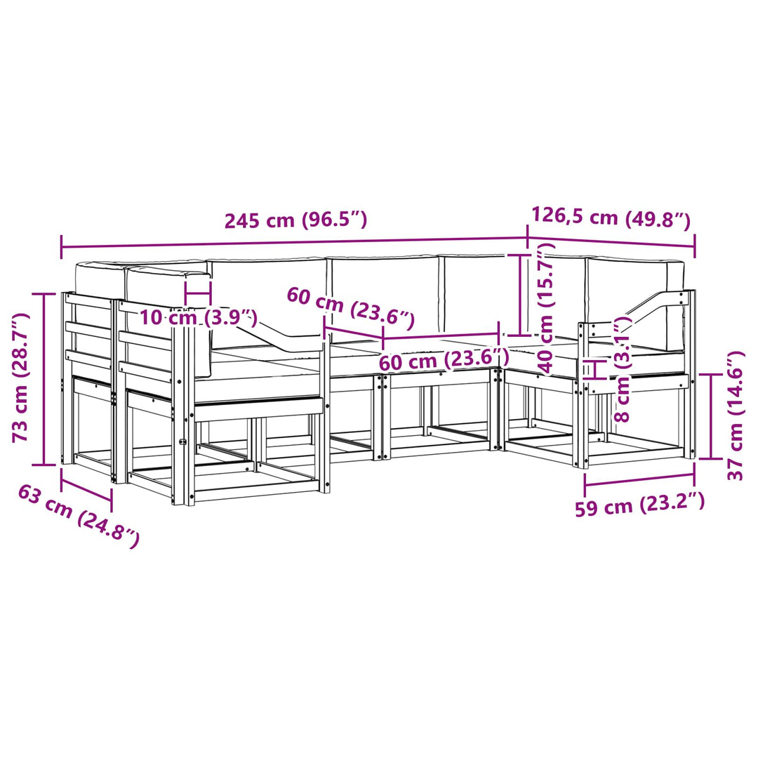 Udendørs sofagruppe 6 stk. Hvid og cremefarvet