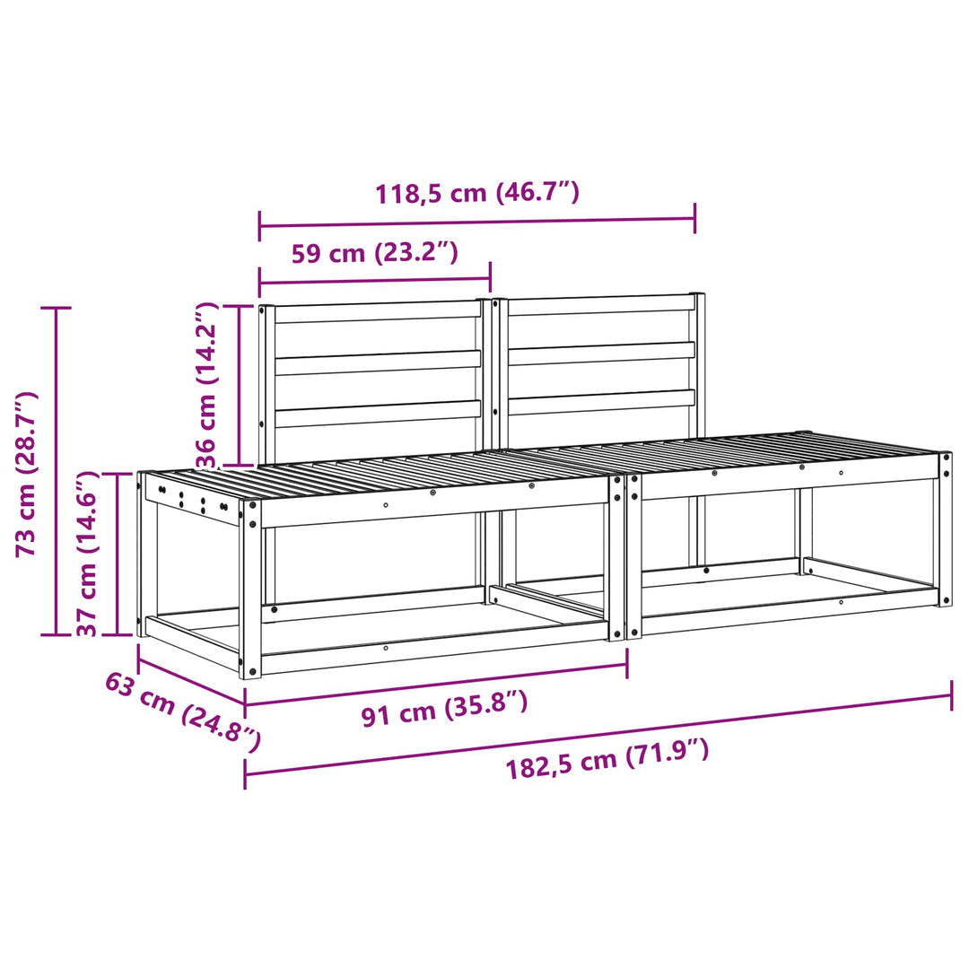 Udendørs sofagruppe 2 pcs Hvid 182,5 x 63 x 73 cm