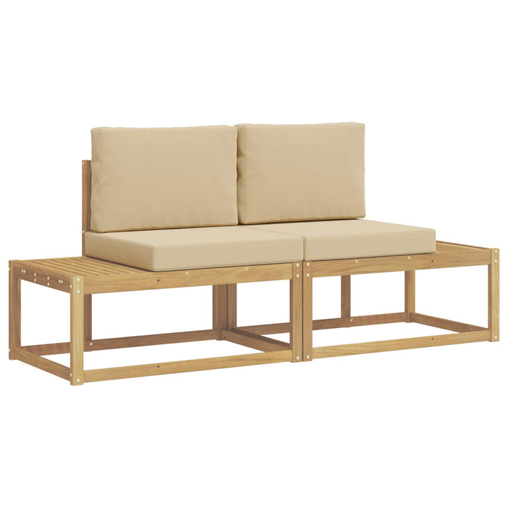 Udendørs sofagruppe 2 stk. Hvid og Beige Polyester