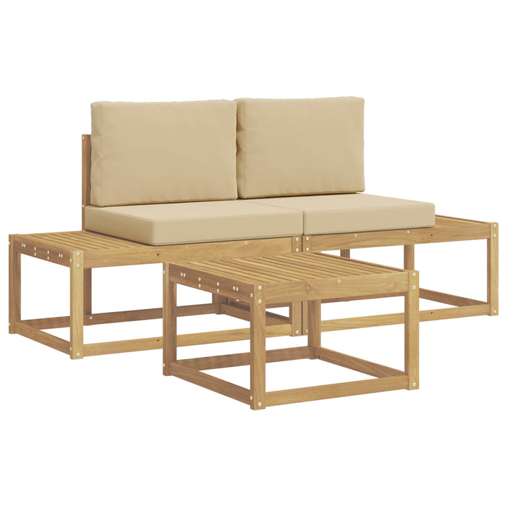 Udendørs sofagruppe 3 stk. Hvid og Beige Polyester
