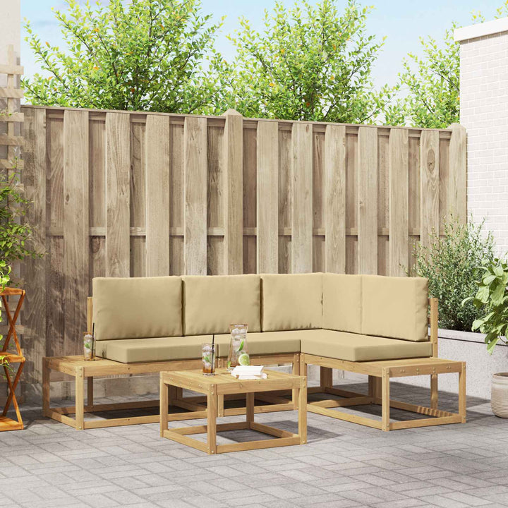 Udendørs sofagruppe 4 Stk Hvid og Beige Polyester