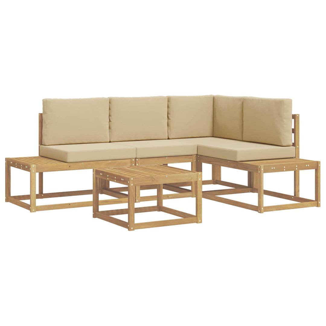Udendørs sofagruppe 4 Stk Hvid og Beige Polyester