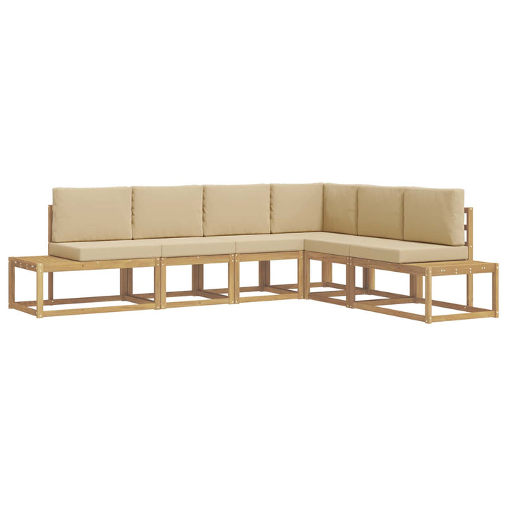 Udendørs sofagruppe 4 Stk Hvid og Beige Polyester
