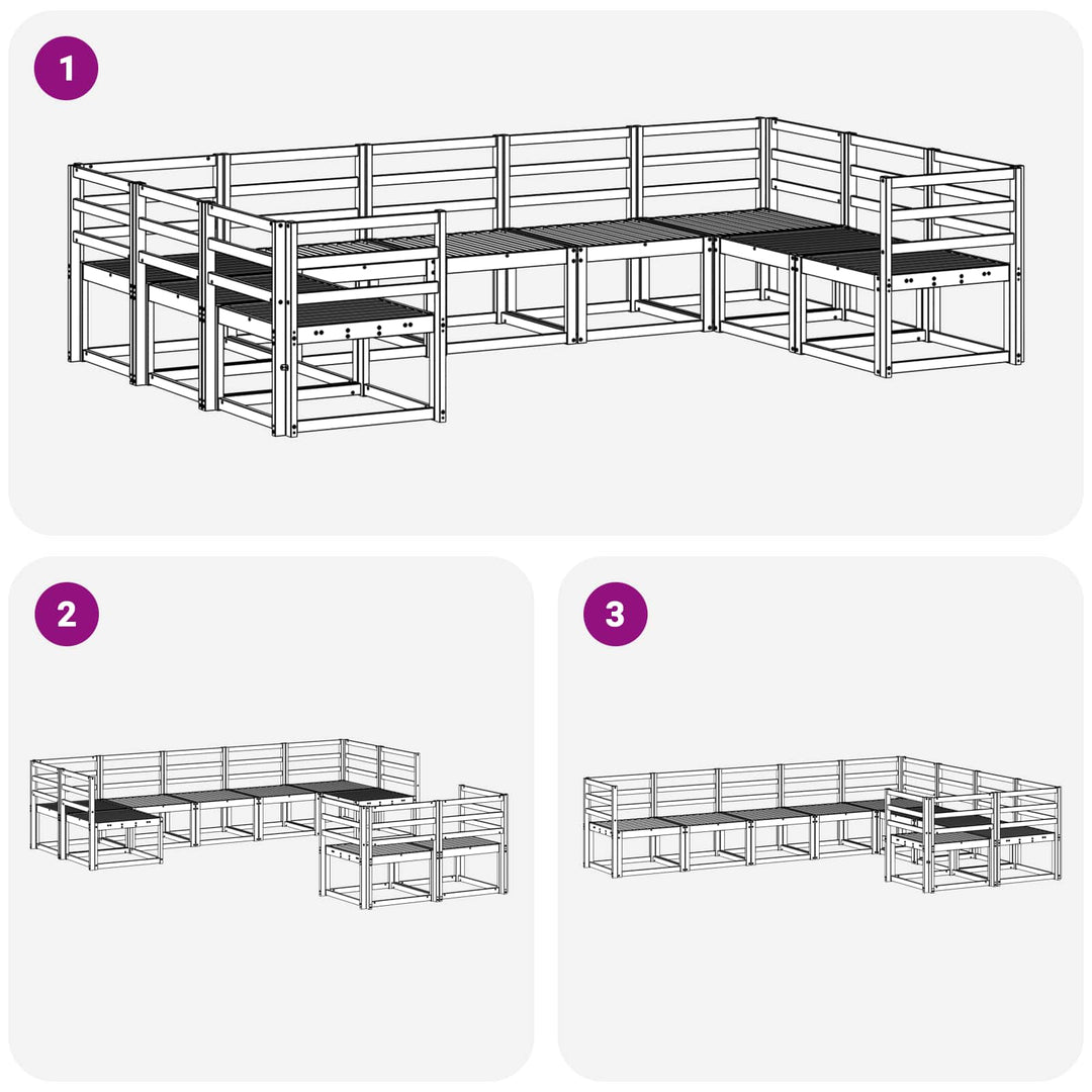Udendørs sofagruppe 9 pcs Hvid Massivt Akacietræ