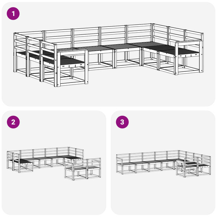 Udendørs sofagruppe 9 pcs Hvid Massivt Akacietræ