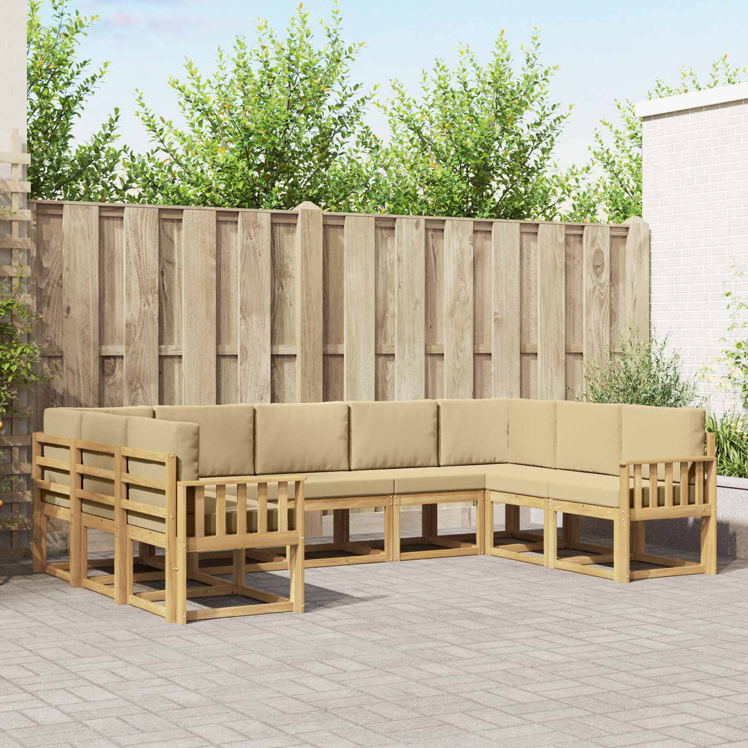 Udendørs sofagruppe med pude 9 pcs Hvid og Beige