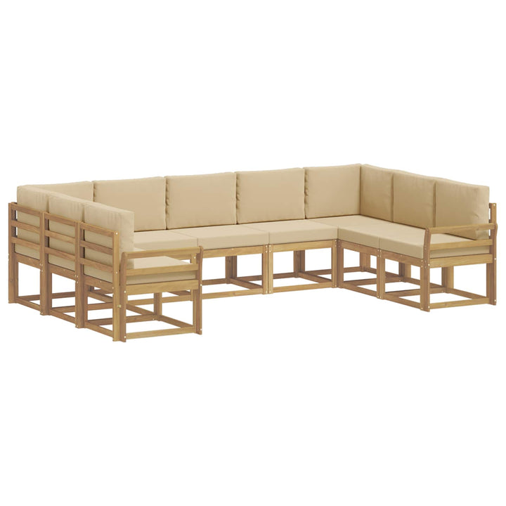 Udendørs sofagruppe med pude 9 pcs Hvid og Beige