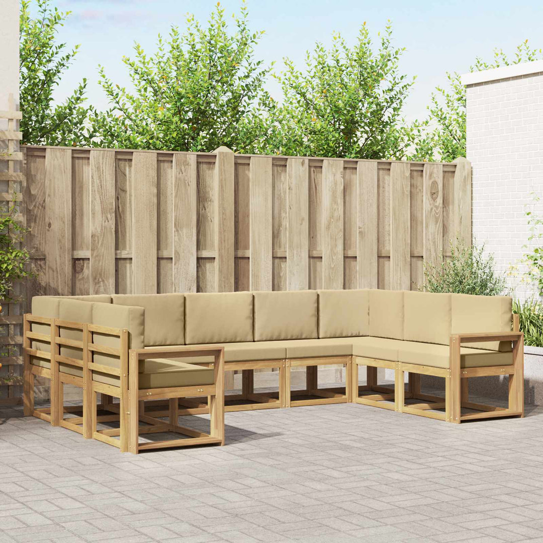 Udendørs sofagruppe med pude 9 pcs Hvid og Beige