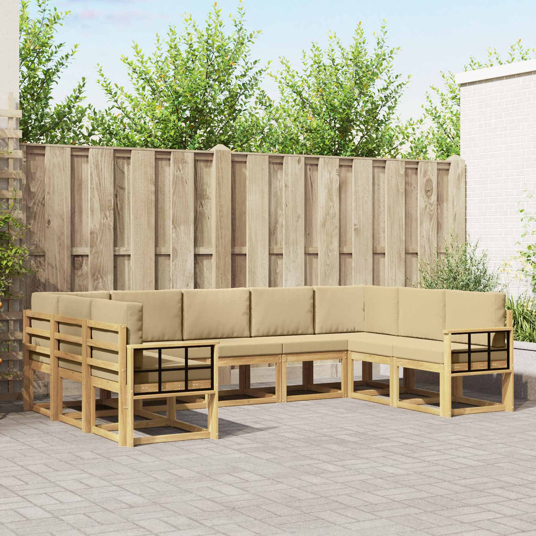 Udendørs sofagruppe med pude 9 pcs Hvid og Beige