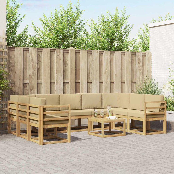 Udendørs sofagruppe 10 pcs Hvid og Beige 59 x 59 x 37 cm