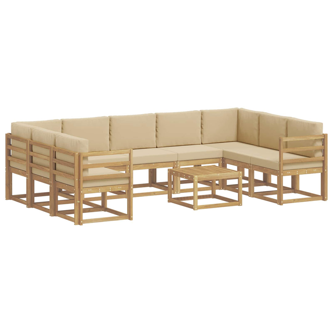Udendørs sofagruppe 10 pcs Hvid og Beige 59 x 59 x 37 cm