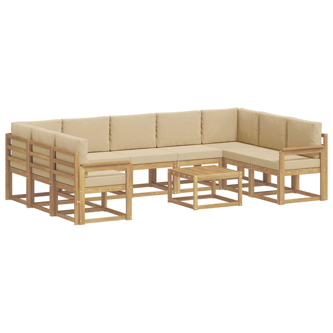 Udendørs sofagruppe 10 pcs Hvid og Beige 59 x 59 x 37 cm