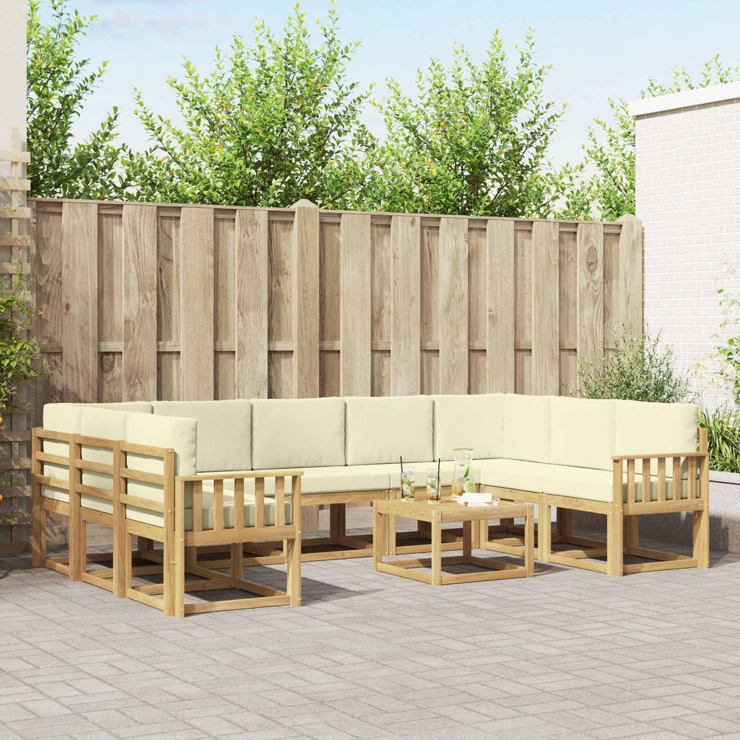 Udendørs sofagruppe 10 pcs Hvid og cremefarvet 59 x 59 x 37 cm