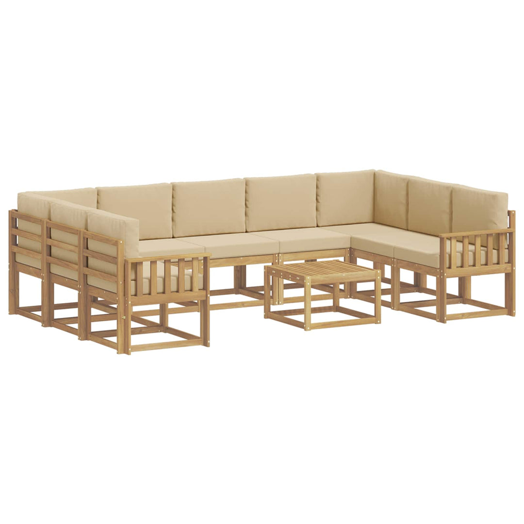 Udendørs sofagruppe 10 pcs Hvid og Beige 59 x 59 x 37 cm