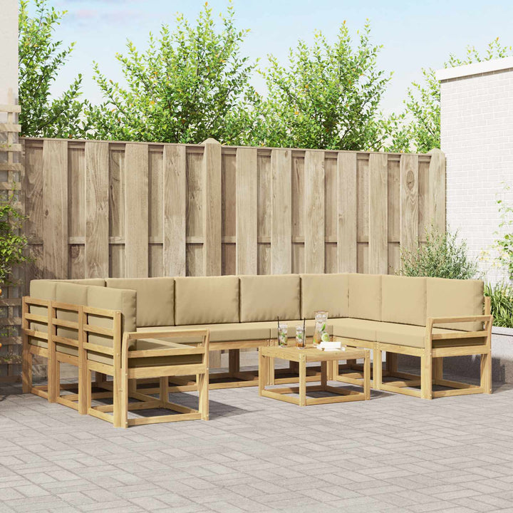 Udendørs sofagruppe 10 pcs Hvid og Beige 59 x 59 x 37 cm