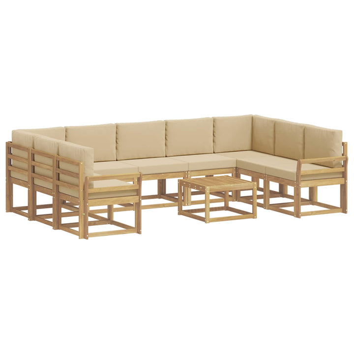 Udendørs sofagruppe 10 stk. Hvid og Beige Polyester