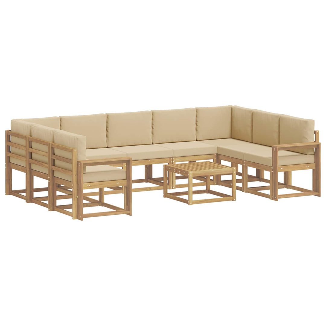 Udendørs sofagruppe 10 stk. Hvid og Beige Polyester