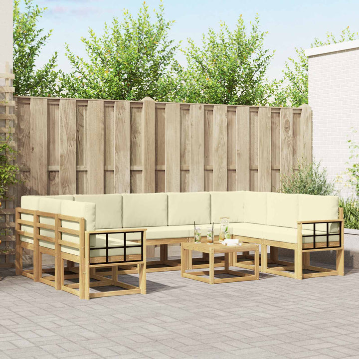 Udendørs sofagruppe 10 pcs Hvid og cremefarvet 59 x 59 x 37 cm