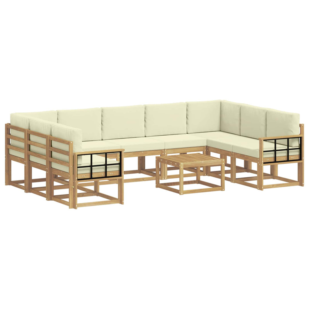 Udendørs sofagruppe 10 pcs Hvid og cremefarvet 59 x 59 x 37 cm