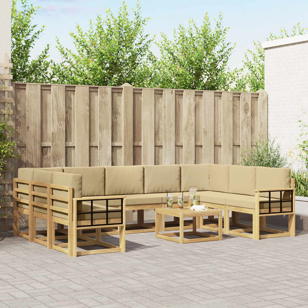 Udendørs sofagruppe 10 pcs Hvid og Beige 59 x 59 x 37 cm
