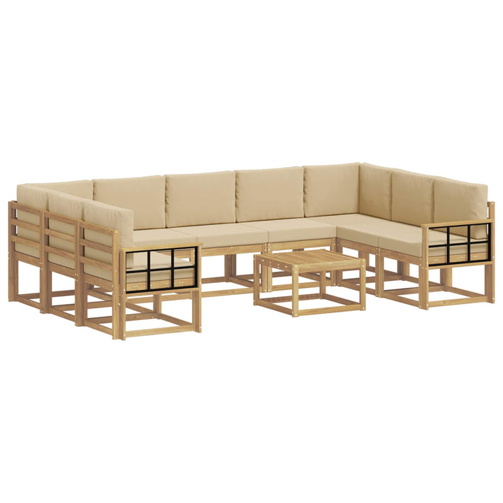 Udendørs sofagruppe 10 pcs Hvid og Beige 59 x 59 x 37 cm