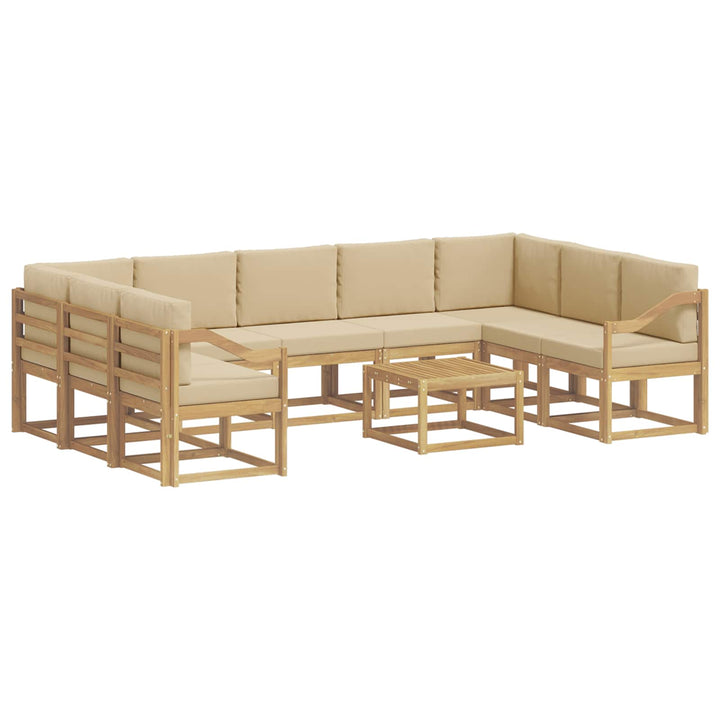 Udendørs sofagruppe 10 pcs Hvid og Beige 59 x 59 x 37 cm