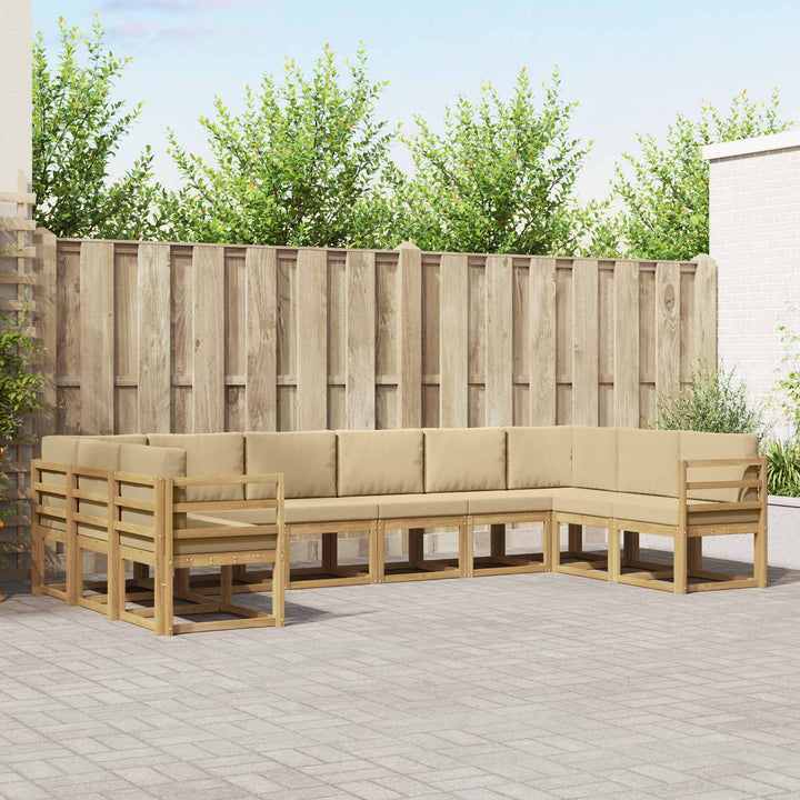 Udendørs sofagruppe med pude 10 pcs Hvid og Beige
