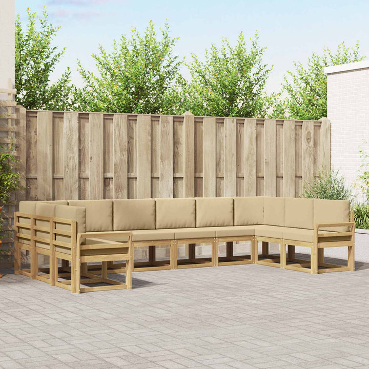Udendørs sofagruppe med pude 10 pcs Hvid og Beige