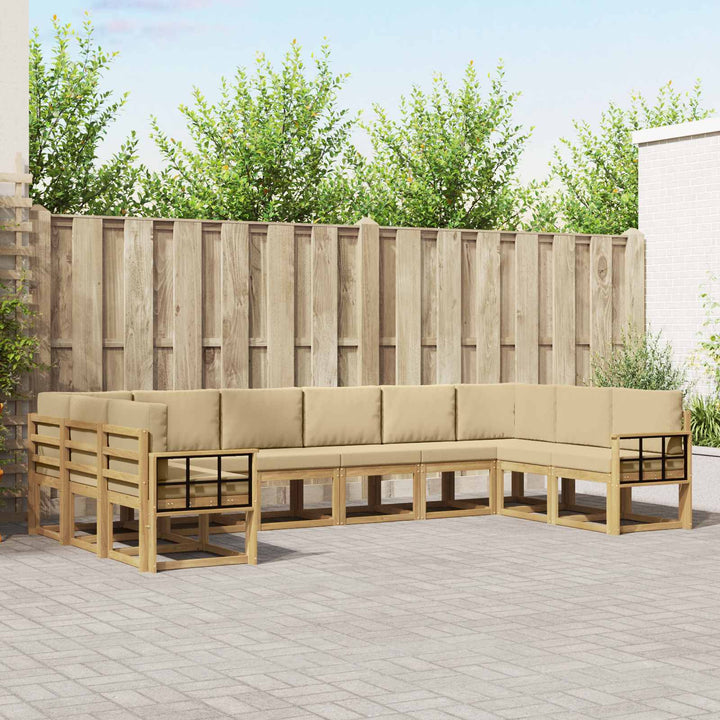 Udendørs sofagruppe med pude 10 pcs Hvid og Beige
