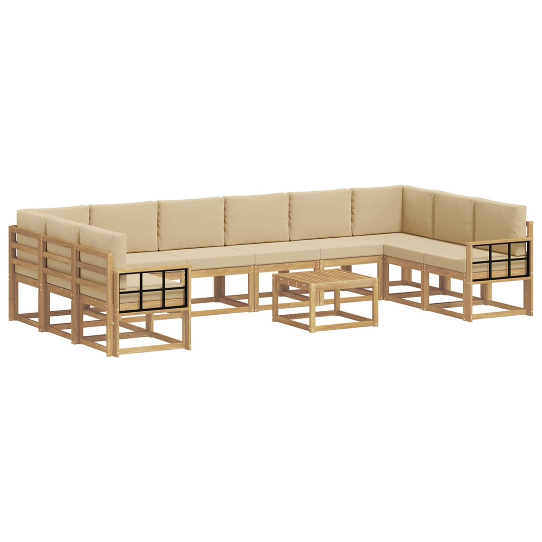 Udendørs sofagruppe med pude 11 pcs Hvid og Beige