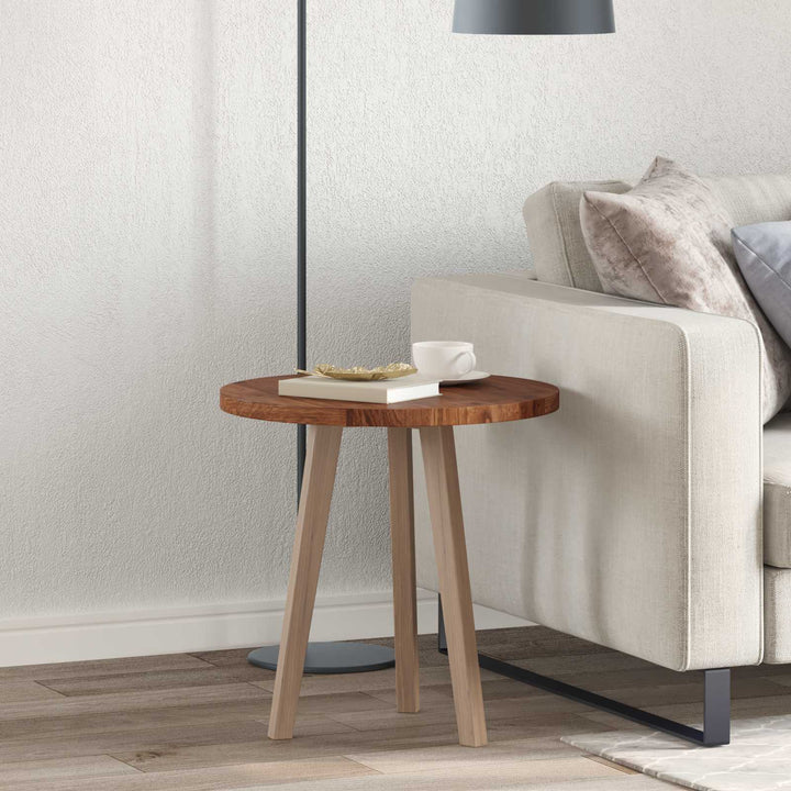 Bordplade Lys Brun Ø 50 x 2,5 cm Massivt Eg Træ