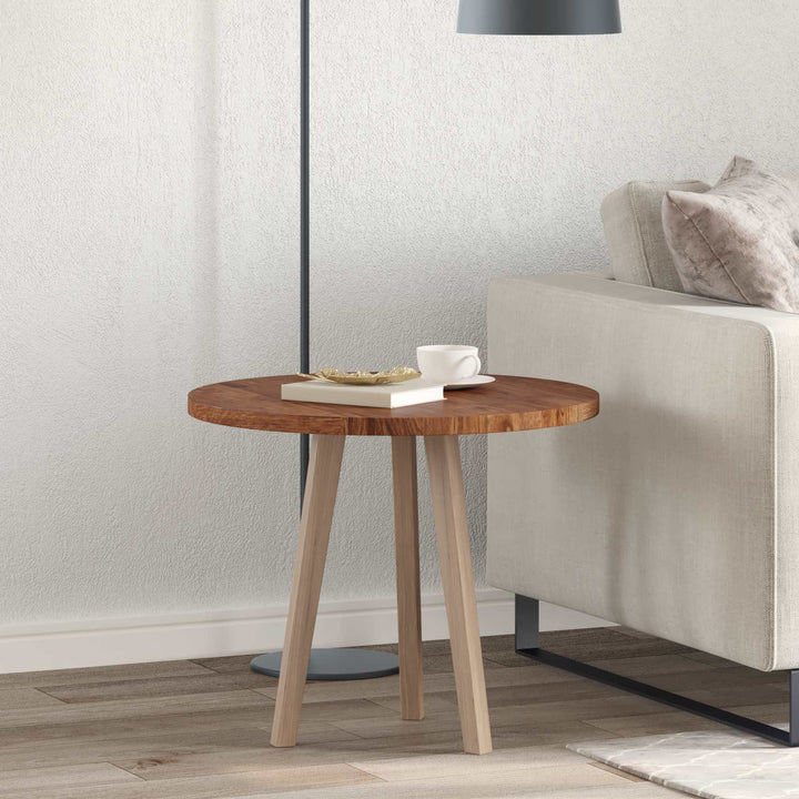 Bordplade Lys Brun Ø 60 x 2,5 cm Massivt Eg Træ