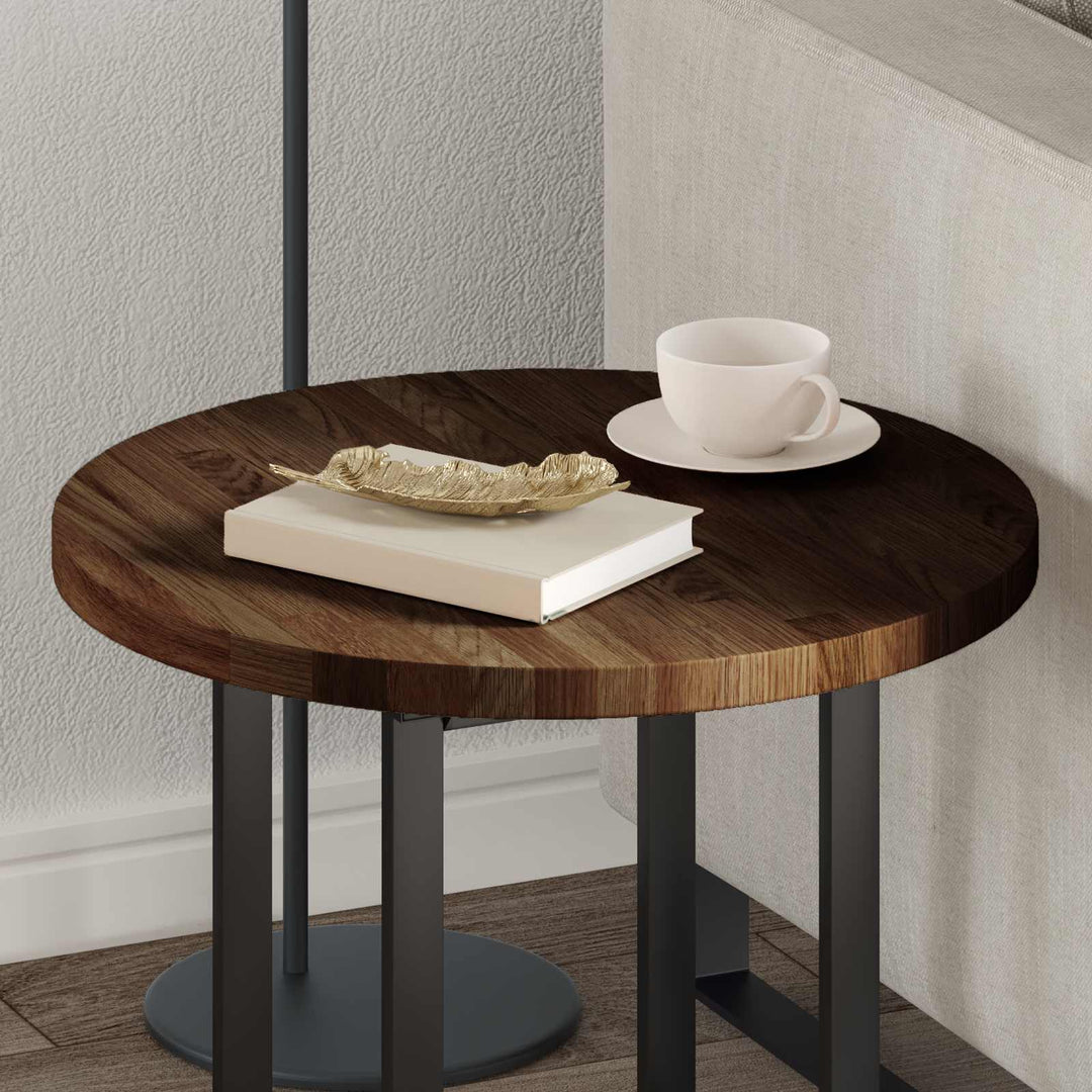 Bordplade Mørk Brun Ø 50 x 2,5 cm Massivt Eg Træ