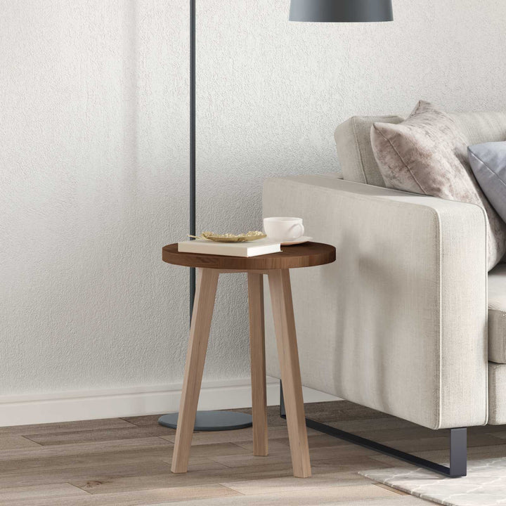 Bordplade Mørk Brun Ø 50 x 2,5 cm Massivt Eg Træ