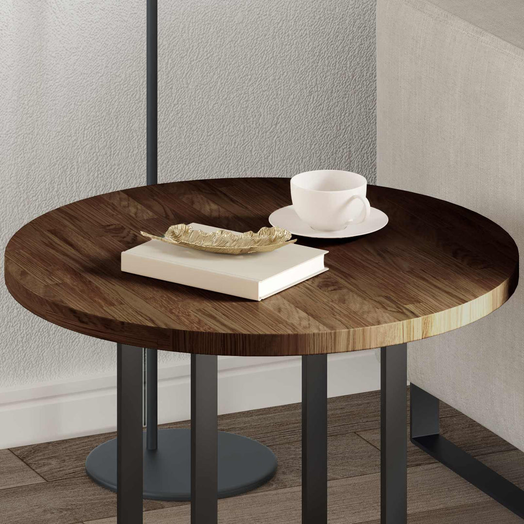 Bordplade Mørk Brun Ø 60 x 2,5 cm Massivt Eg Træ