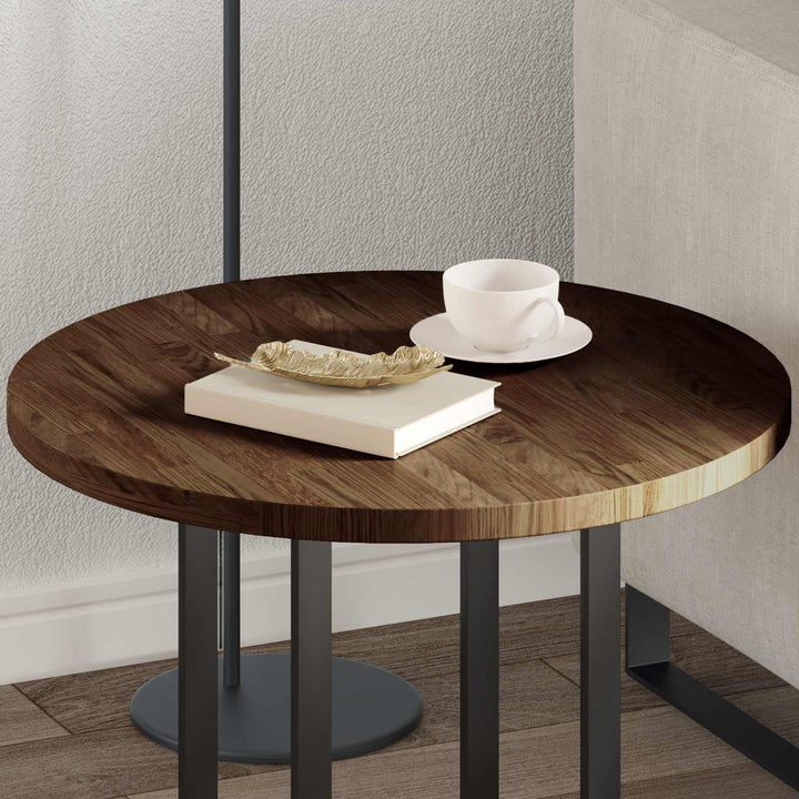 Bordplade Mørk Brun Ø 60 x 2,5 cm Massivt Eg Træ
