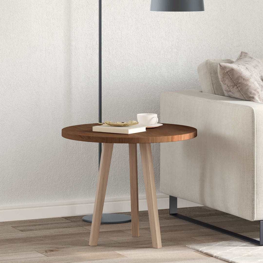 Bordplade Mørk Brun Ø 60 x 2,5 cm Massivt Eg Træ