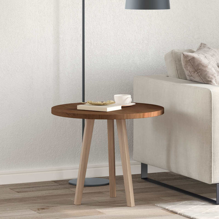 Bordplade Mørk Brun Ø 60 x 2,5 cm Massivt Eg Træ
