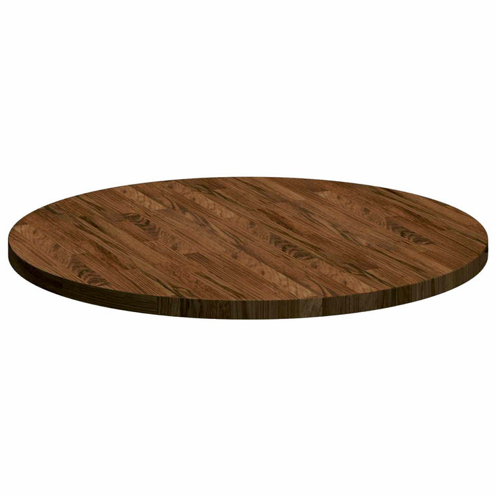 Bordplade Ø 80 x 2,5 cm Rund Massivt Eg Træ Mørk Brun