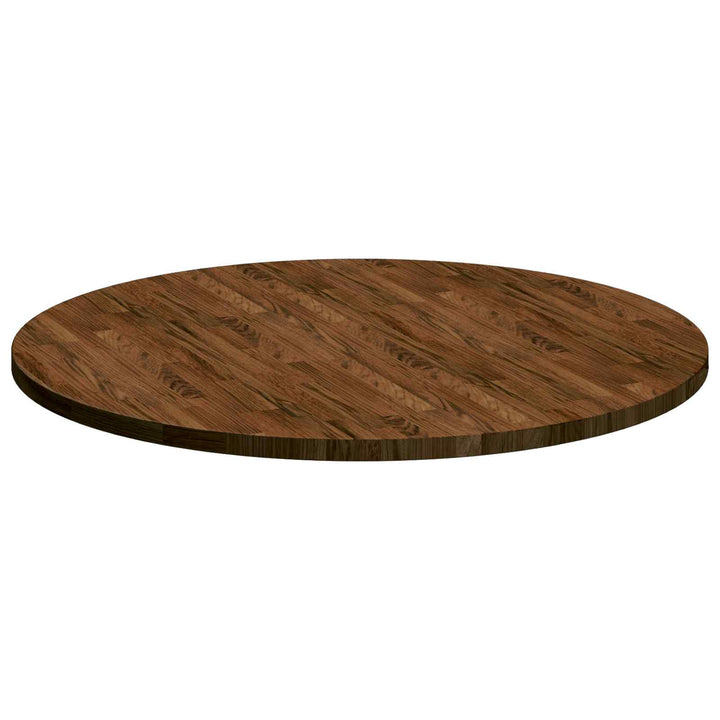 Bordplade Ø 90 x 2,5 cm Rund Massivt Eg Træ Mørk Brun