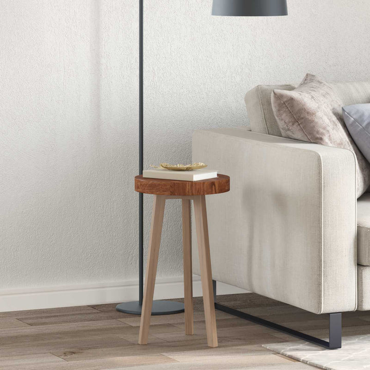 Bordplade Ø 30 x 4 cm Rund Massivt Eg Træ Lys Brun