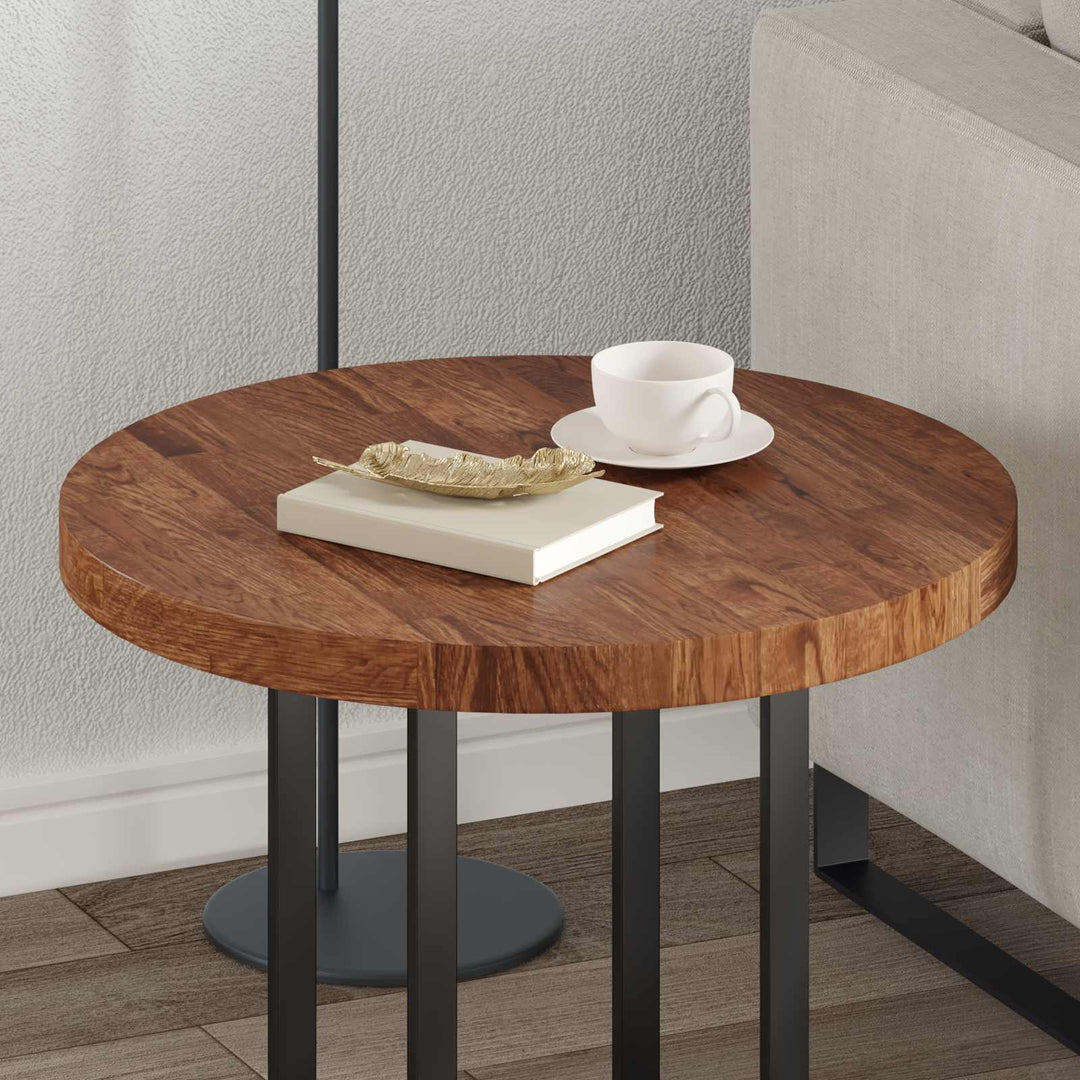 Bordplade Lys Brun Ø 60 x 4 cm Massivt Eg Træ