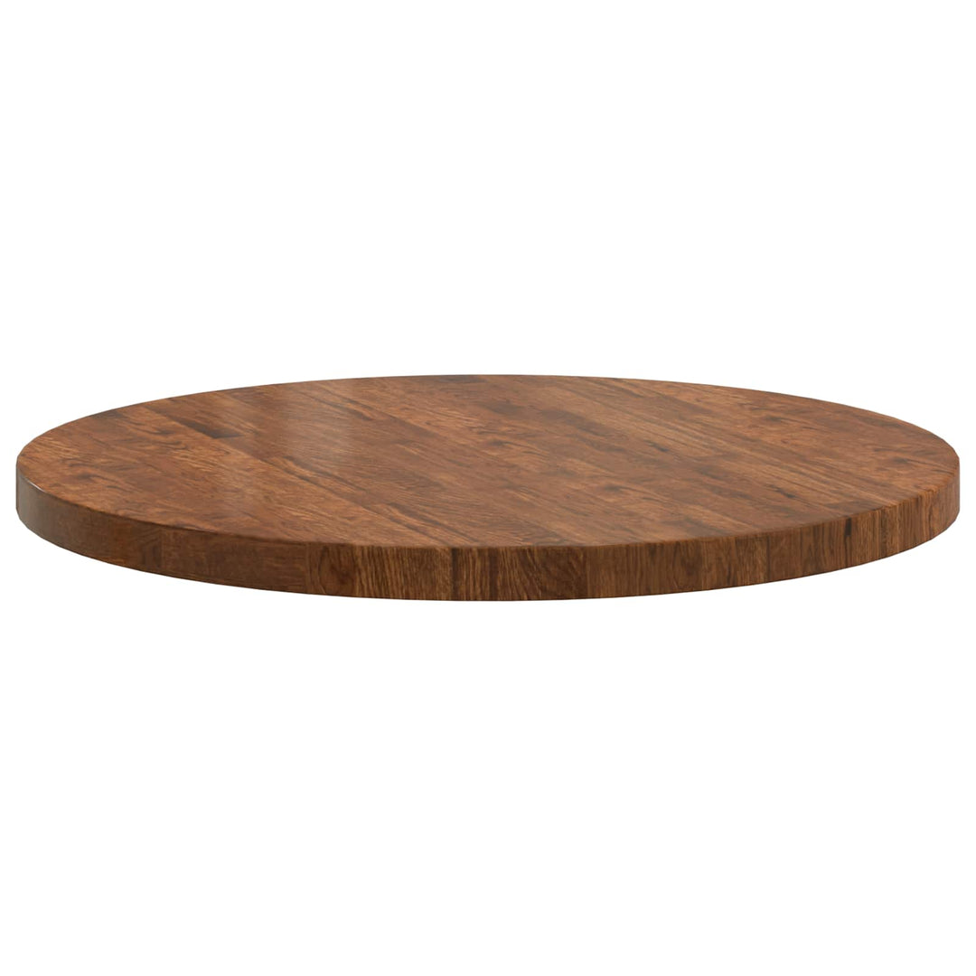 Bordplade Ø 80 x 4 cm Rund Massivt Eg Træ Lys Brun