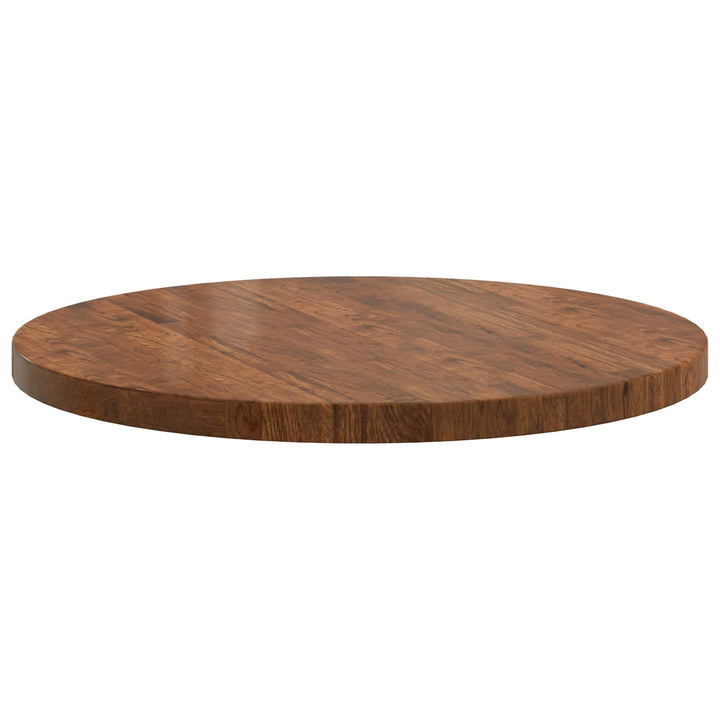 Bordplade Ø 80 x 4 cm Rund Massivt Eg Træ Lys Brun