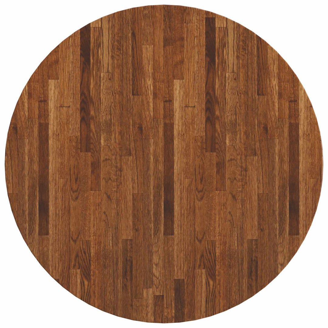 Bordplade Ø 80 x 4 cm Rund Massivt Eg Træ Lys Brun