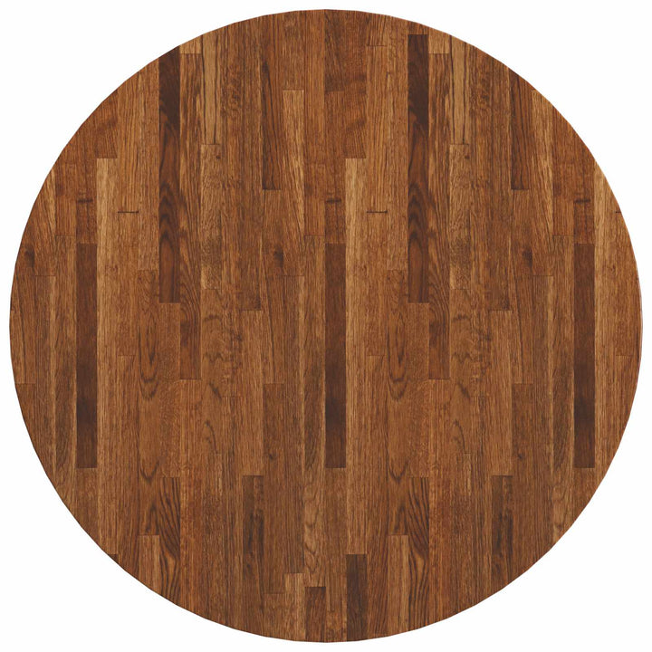 Bordplade Ø 80 x 4 cm Rund Massivt Eg Træ Lys Brun