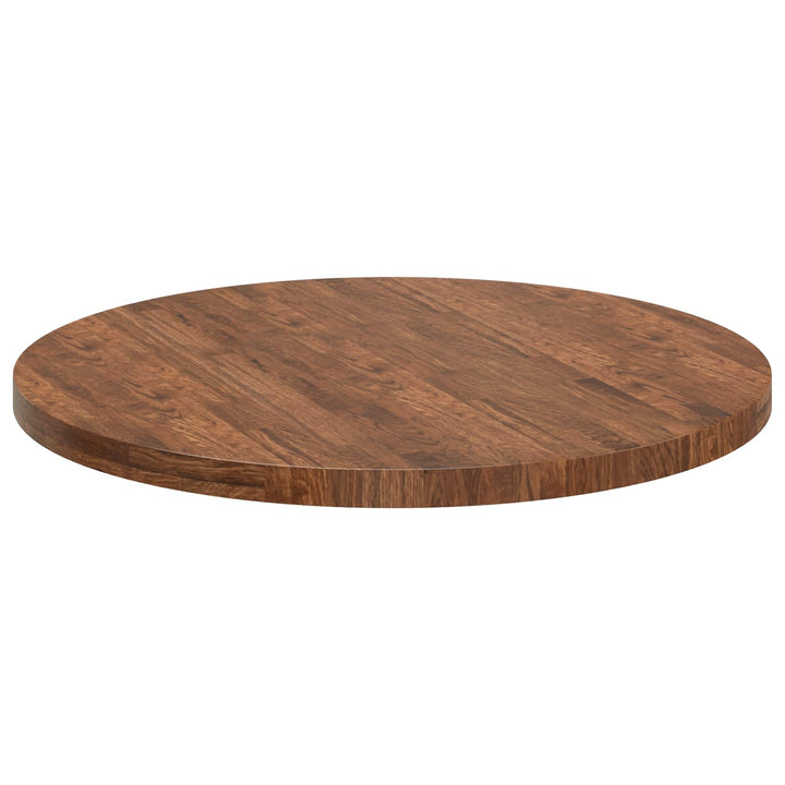 Bordplade Ø 90 x 4 cm Rund Massivt Eg Træ Lys Brun