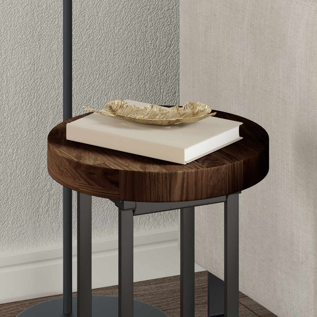 Bordplade Mørk Brun Ø 30 x 4 cm Massivt Eg Træ