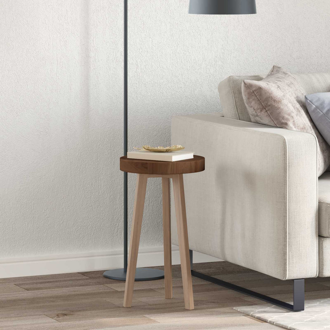Bordplade Mørk Brun Ø 30 x 4 cm Massivt Eg Træ