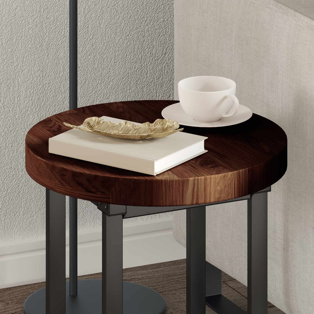 Bordplade Mørk Brun Ø 40 x 4 cm Massivt Eg Træ